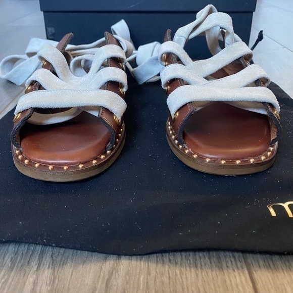 Maje Marron Velvet Lace Up Sandals In Brown Size EU 37 - Picture 3 of 14